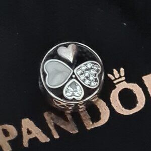 Pandora Silver and White Heart Charm